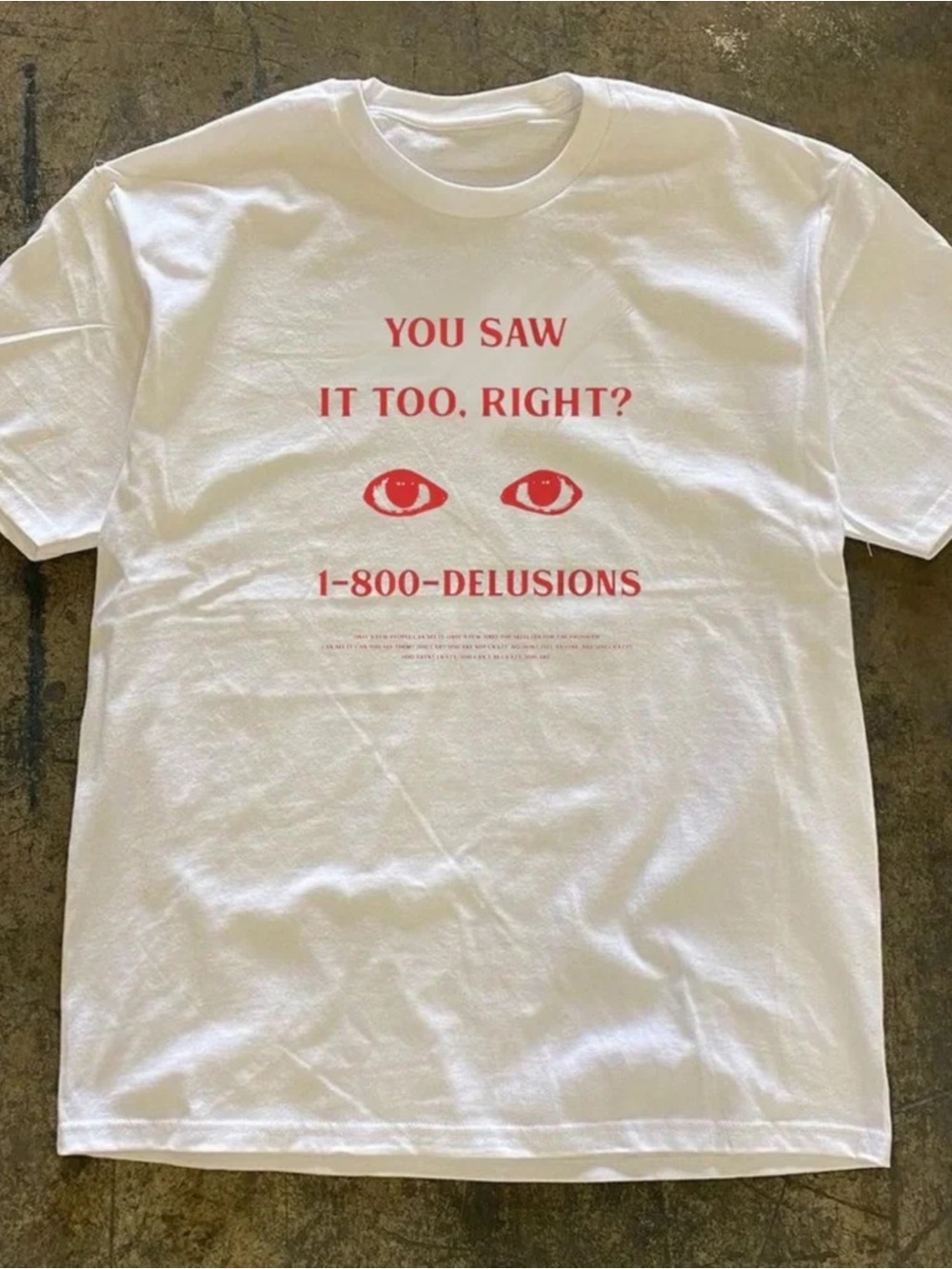 Gildan White Short-Sleeve Tee with Red Graphic Text